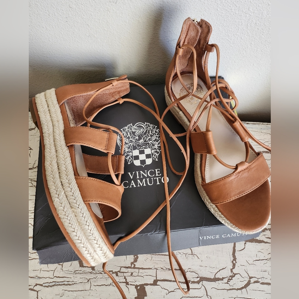 NEW Vince Camuto 5.5 Lace Up Ankle Espadrille Platforms